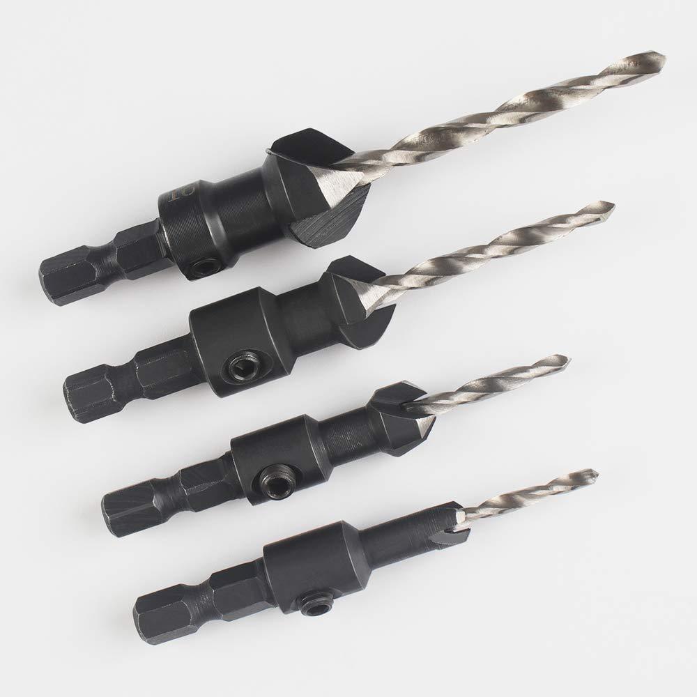 Mũi khoan mũi khoan, 4 miếng Mũi khoan lục giác Mũi khoan mũi khoan với cờ lê nhỏ, Mũi khoan gỗ mũi khoan phù hợp với các tấm gỗ hoặc nhựa