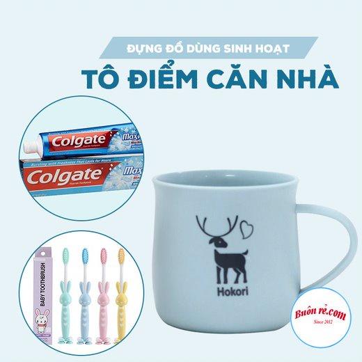 Cốc nhựa Hokori Việt Nhật chịu nhiệt cao cấp - Cốc,ly nhựa có quai cầm in hình chú hươu dễ thương - Br01454
