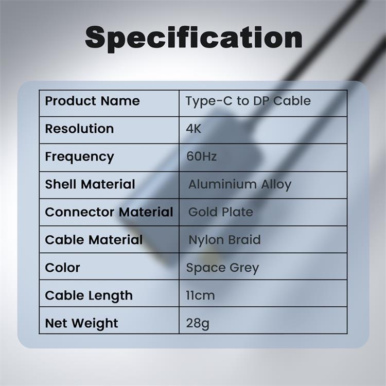 Cáp chuyển đổi Type c sang DisplayPort (DP) QGeeM 4K@60Hz Ulltral HD dây dù cao cấp- Hàng nhập khẩu