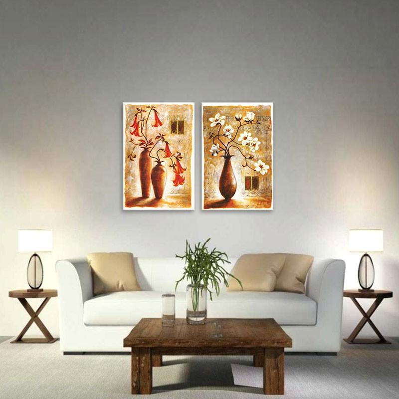 2 Tranh lọ hoa đỏ trắng, tranh in canvas / ép gỗ cao cấp W1665