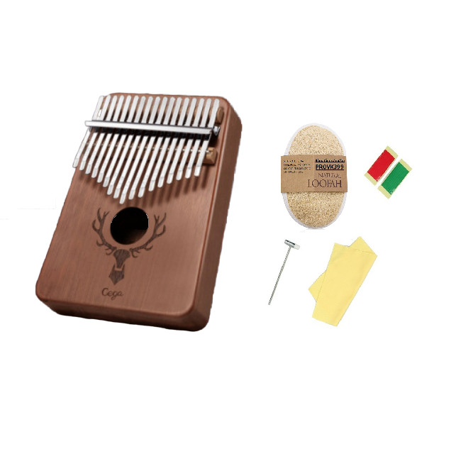 Đàn kalimba 17 phím gỗ nguyên khối Mahogany Cega -IM170155 họa tiết tuần lộcTặng búa chỉnh âm , stick màu, khăn lau đàn và bông tắm xơ mướp PROVK399