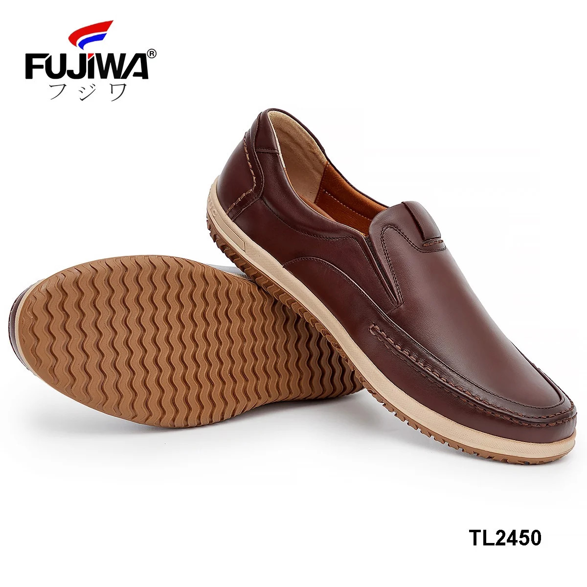 Giày Lười Da Bò Nam FUJIWA - TL2450. Da Thật Cao Cấp, Đế Cao Su Non. Form Giày Chuẩn Size. Size:  38, 39, 40, 41, 42, 43