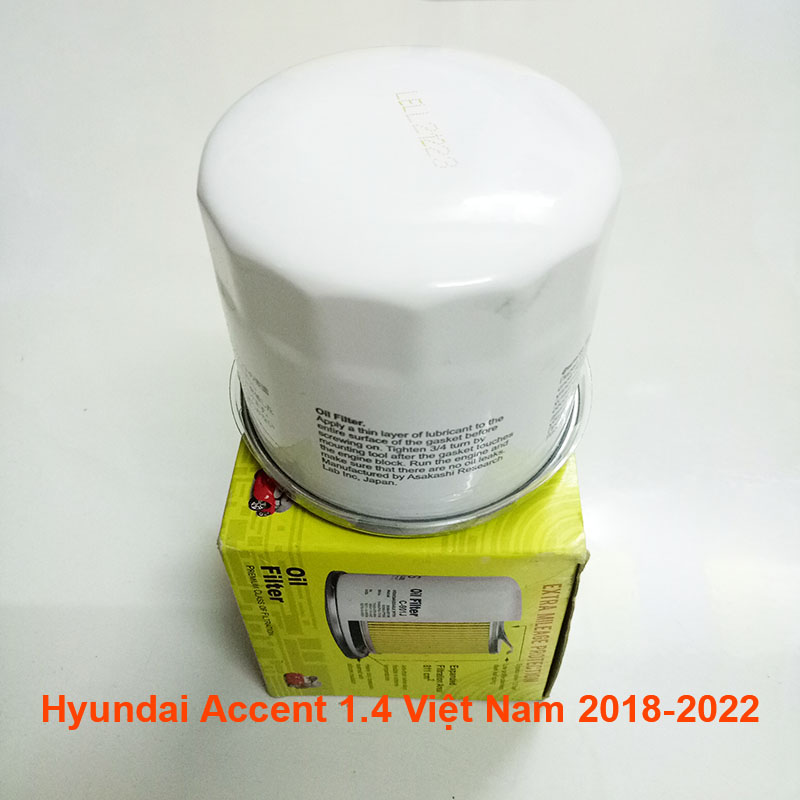 Lọc nhớt cho xe Hyundai Accent 1.4 Việt Nam 2018, 2019, 2020, 2021, 2022 26300-02501 mã C901J-3