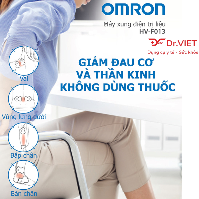 Máy massage xung điện Omron HV-F013 Chính hãng-Giúp giảm đau cơ và khớp với 5 chế độ massage mọi lúc mọi nơi