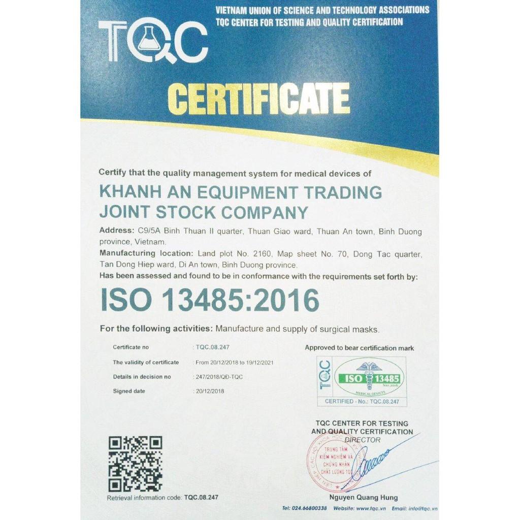 Khẩu trang y tế trắng 4 lớp kháng khuẩn Hộp 50 cái Khánh An_KAKTL1O