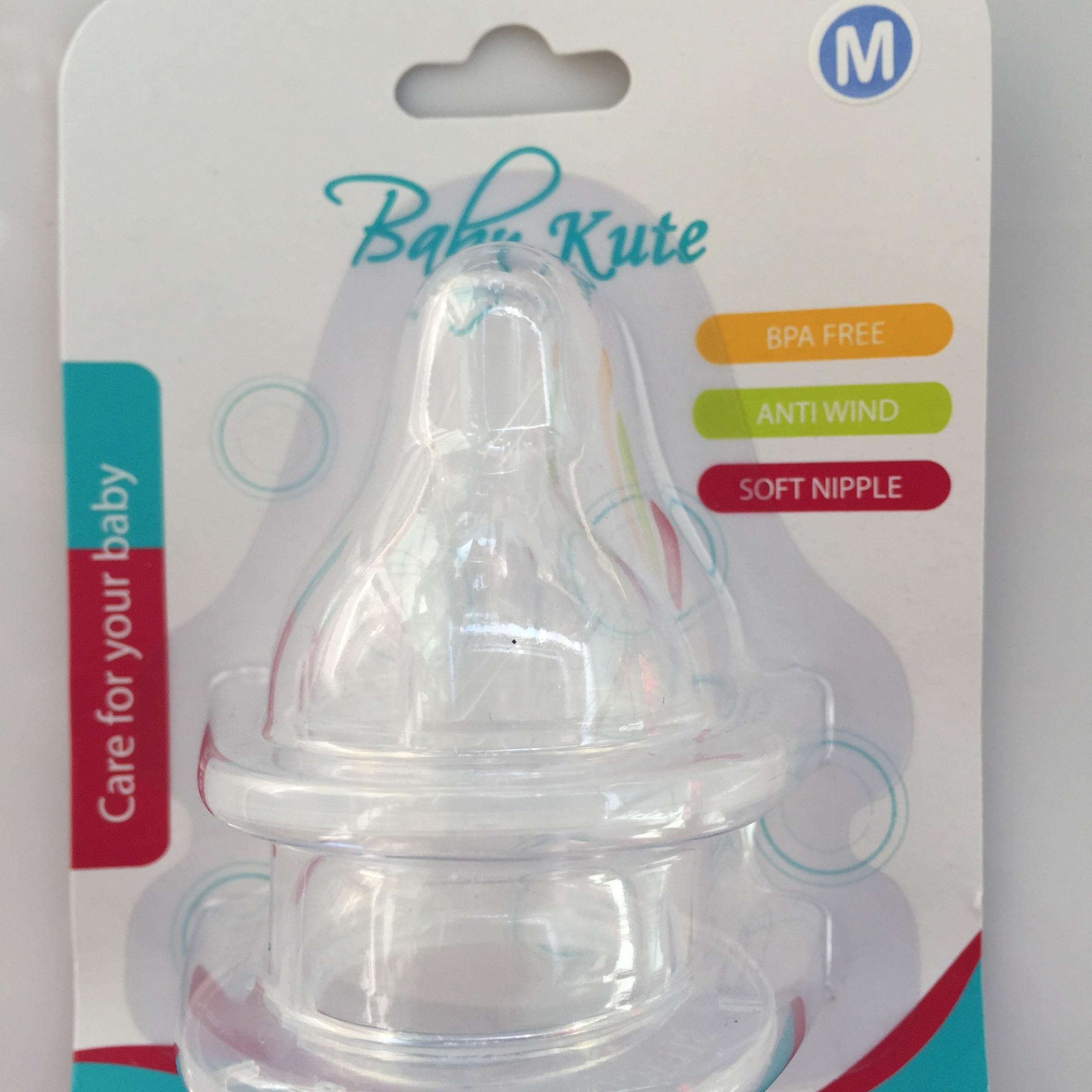 Bộ 2 núm ti cổ rộng bằng Silicone an toàn siêu mềm Baby Kute size M nhập khẩu từ Thái Lan