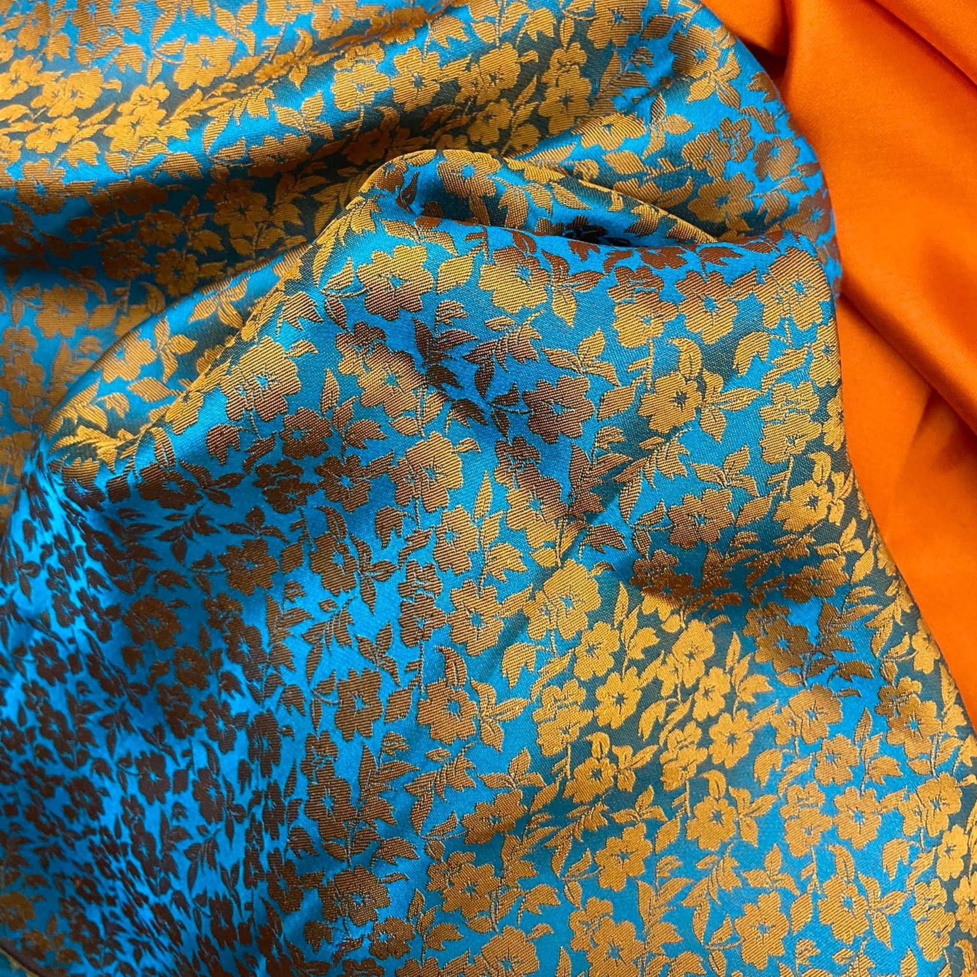 Vải Lụa Tơ Tằm Palacesilk hoa mai màu cam may áo dài #mềm#mượt#thoáng mát, dệt thủ công & phơi căng khung