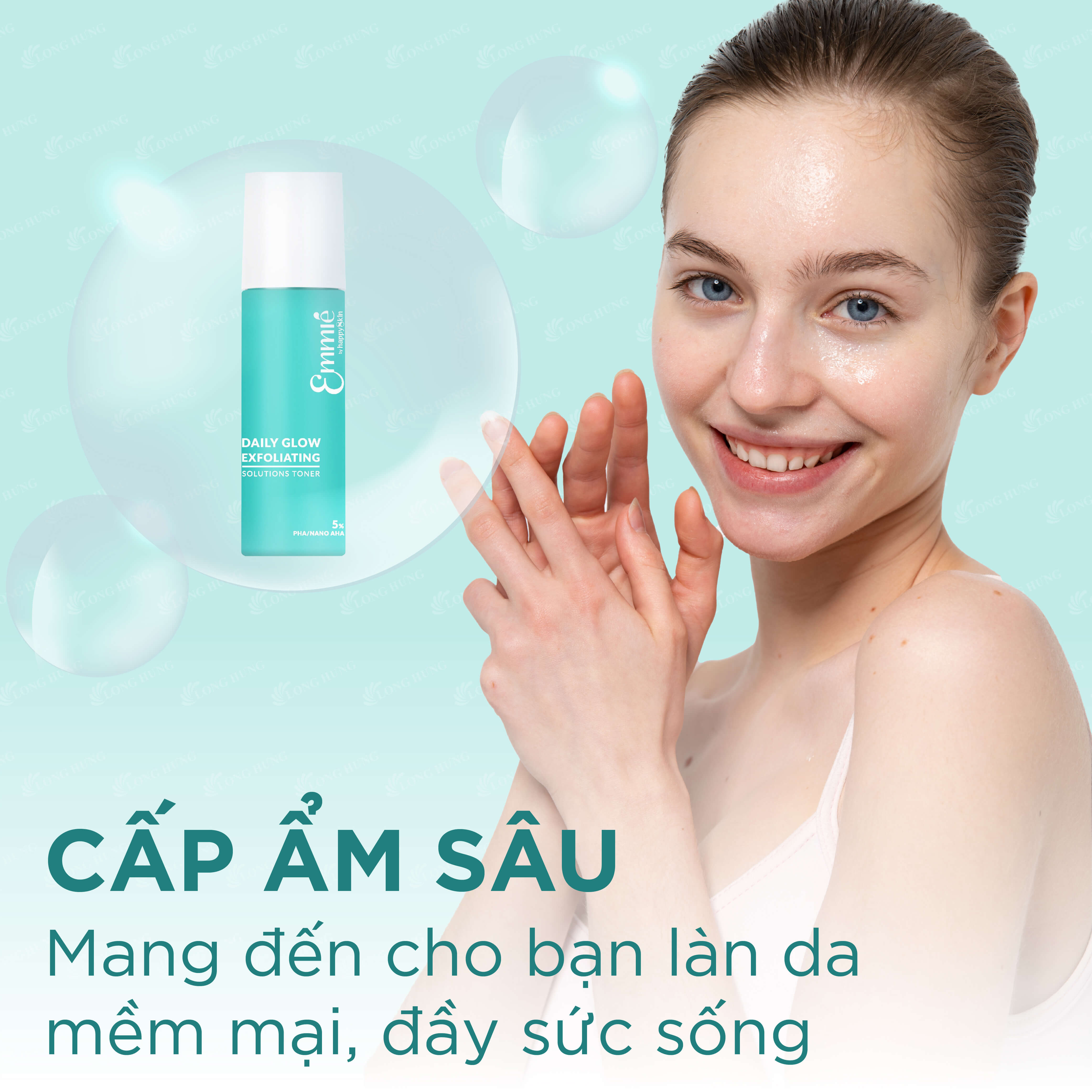 Dung dịch cân bằng da và tẩy tế bào chết Emmié Daily Glow Exfoliating Solutions Toner 5% PHA/NANO AHA (50ml/230ml) - Hàng chính hãng