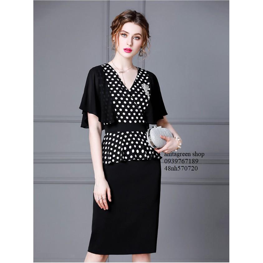 Nh570720-ĐẦM BODY PEPLUM CHẤM BI
