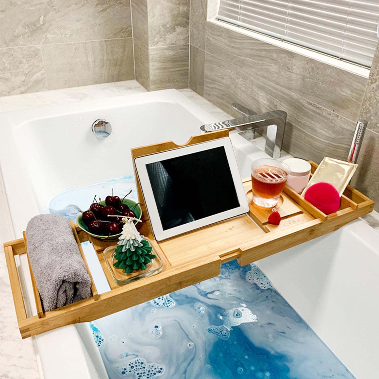 Premium Bamboo Bathtub Caddy Tray Bathtub Stand Holder Shower Storage Rack Bathroom Gadgets