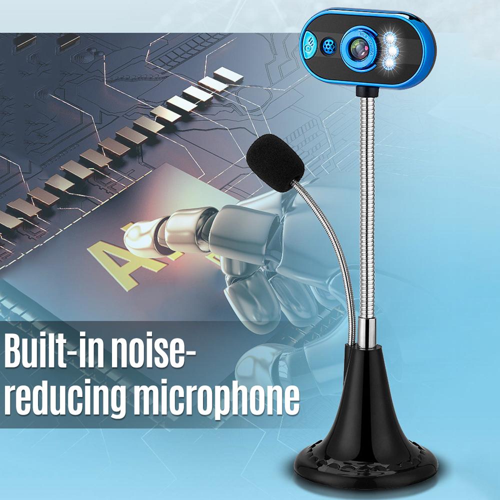 Webcam Ánh sáng ban đêm với micrô Tương thích với máy tính để bàn 480P USB Plug and Play
