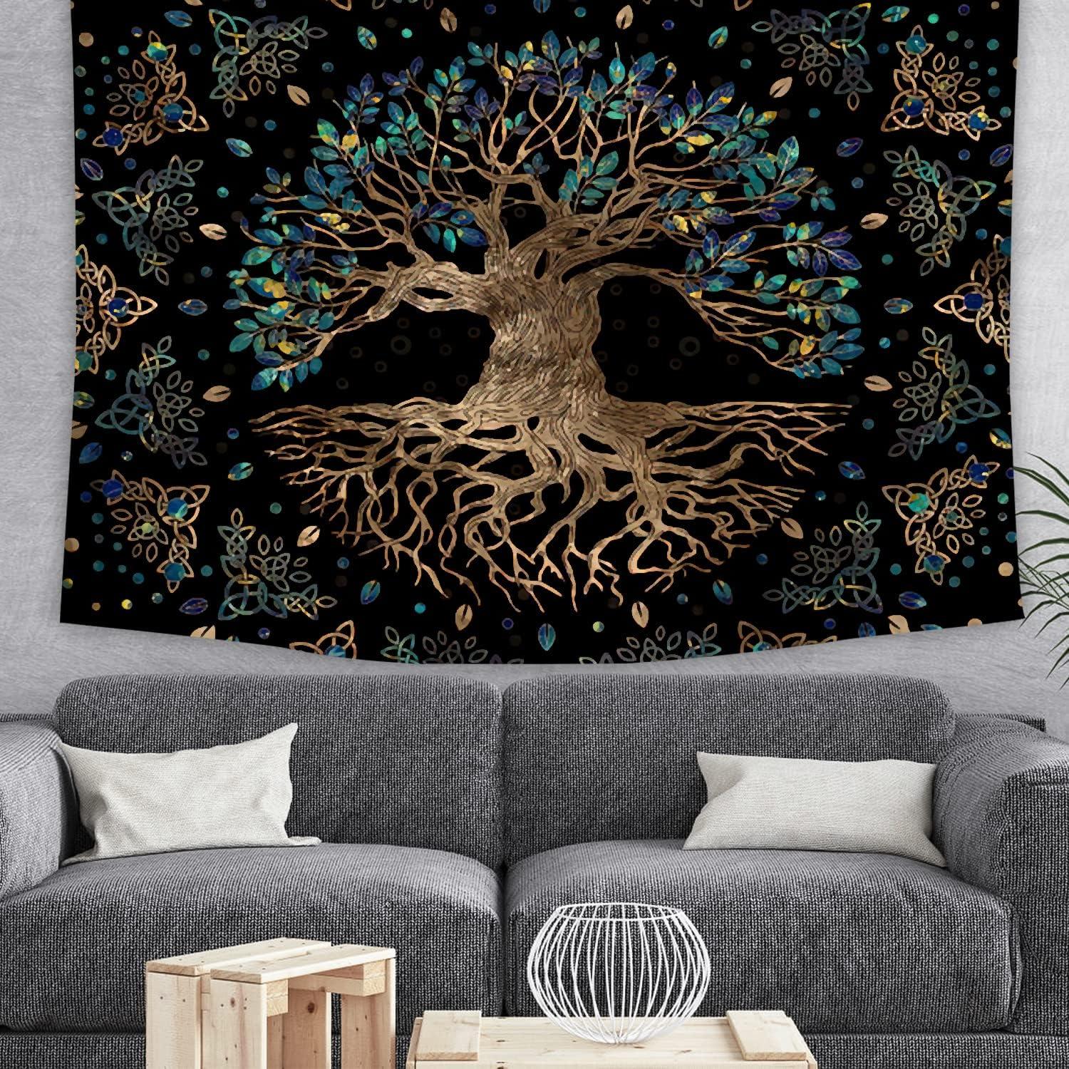 Phòng ngủ Tree lá xanh của cuộc sống Tapestry Trang trí tường treo cho phòng ngủ Phòng khách Tấm thảm 130cm*150cm