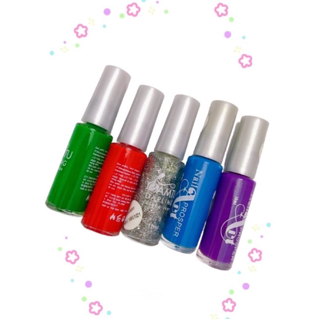 (Sỉ 6)Sơn Vẽ Nail Art, Chai Có Cọ Sẵn, Nhiều Màu, Cọ Vẽ Chuẩn Nét Thể Tích 11ml