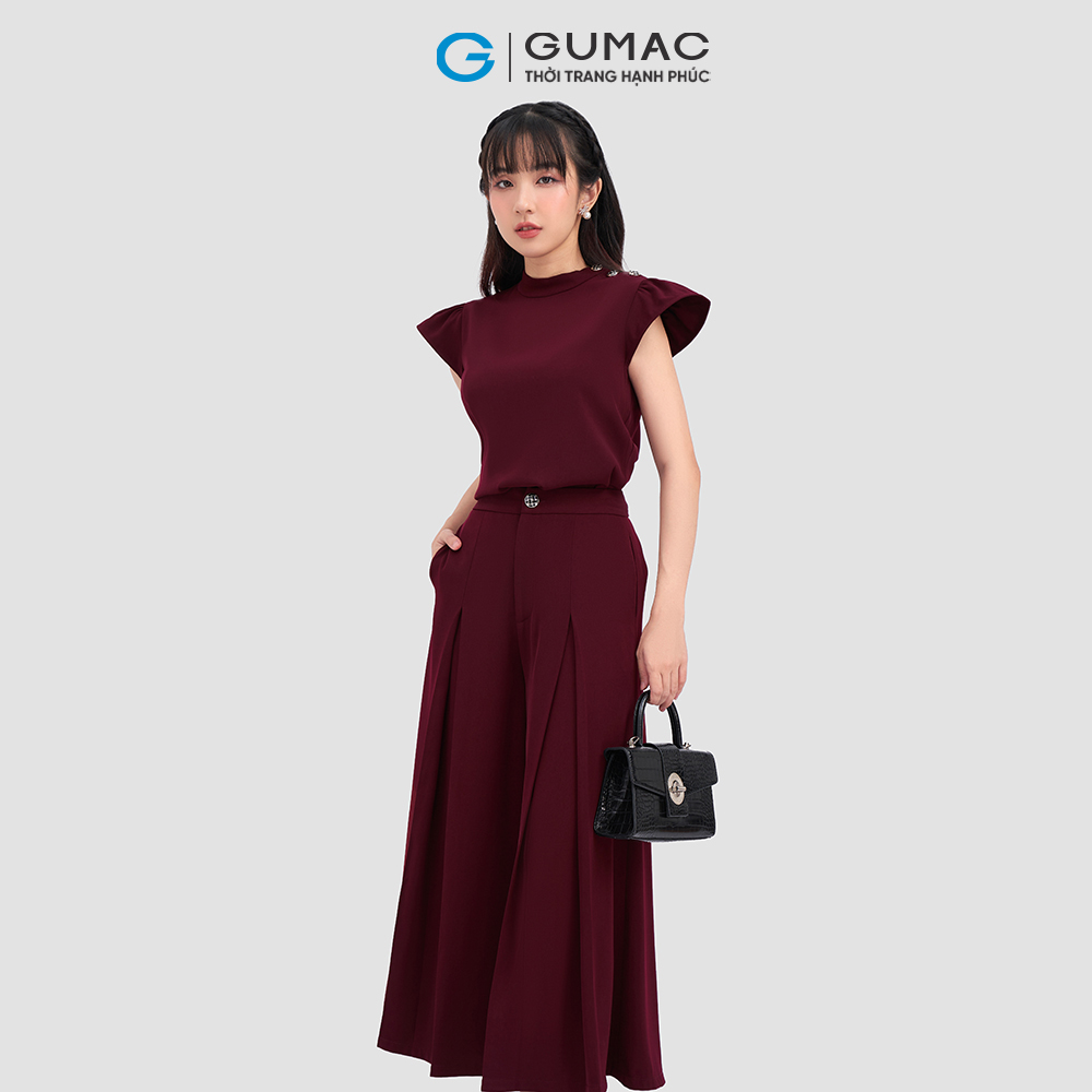 Áo kiểu GUMAC AC12045 nẹp nút vai sang trọng