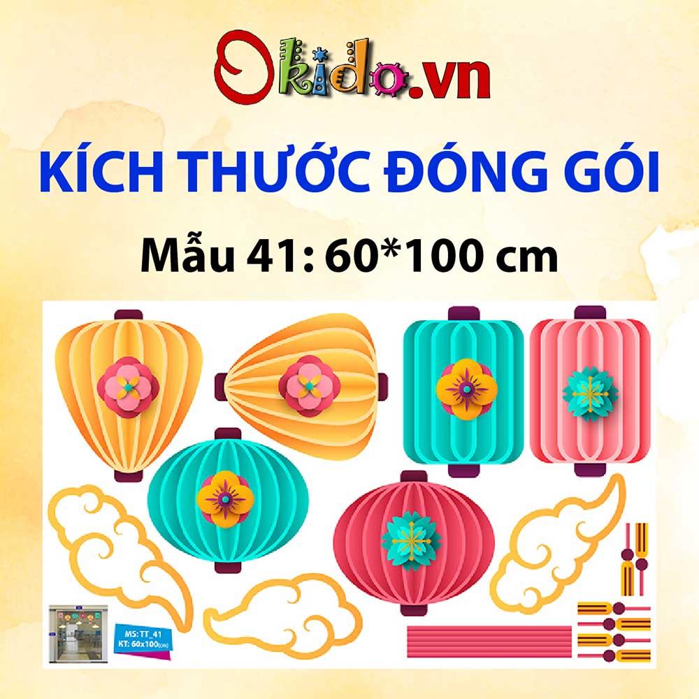 DECAL TRANG TRÍ TẾT TRUNG THU 2021 COMBO BÉ VÀ LÂN ĐÓN RẰM BÊN LỒNG ĐÈN