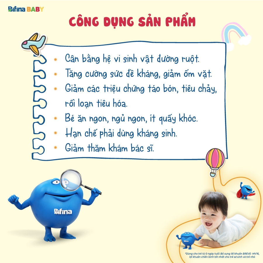 Bifina Baby Nhật Bản - Hộp 30 gói - Phòng ngừa biến chứng cho trẻ sinh non, sinh mổ, dùng sữa công thức