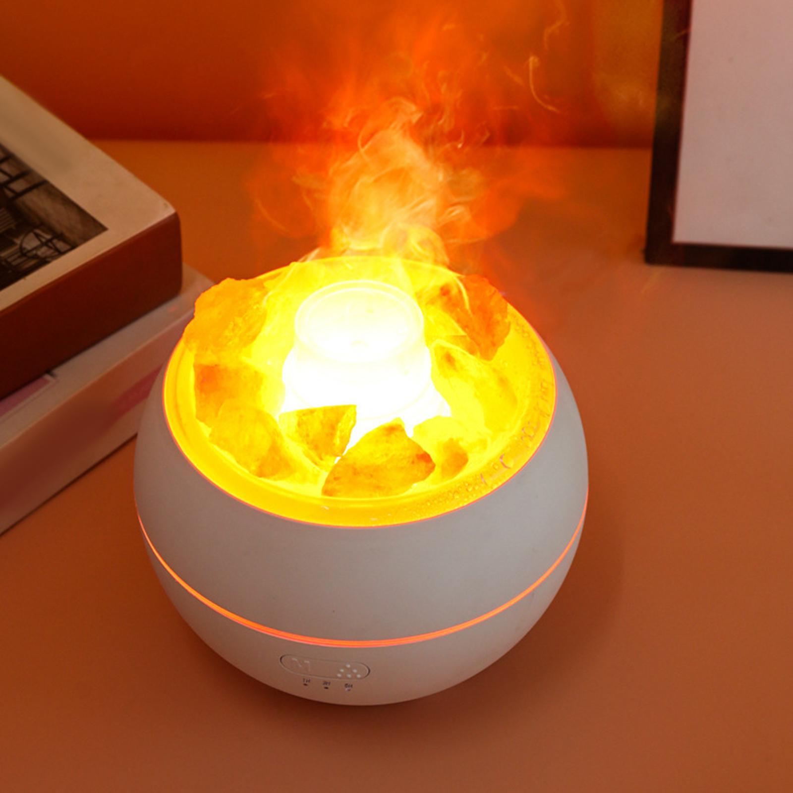 USB 300ml Air Humidifier Essential Oil Diffuser with Realistic Flame Quiet Night Light for Office Tabletop Baby Room Bedroom Decoration