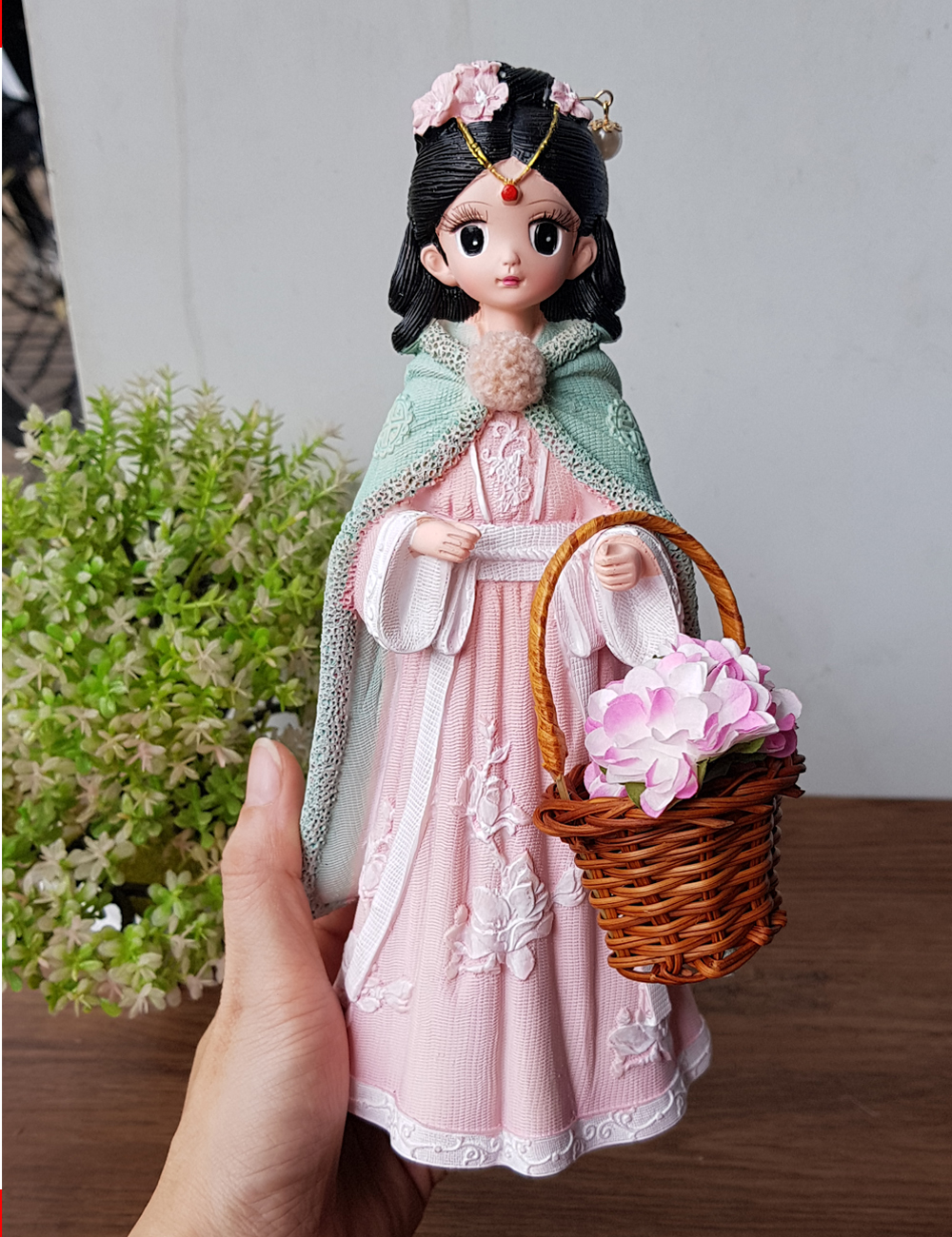 Bộ 02 tượng tiểu thư cổ trang Trung Hoa size 25cm 3D độc đáo