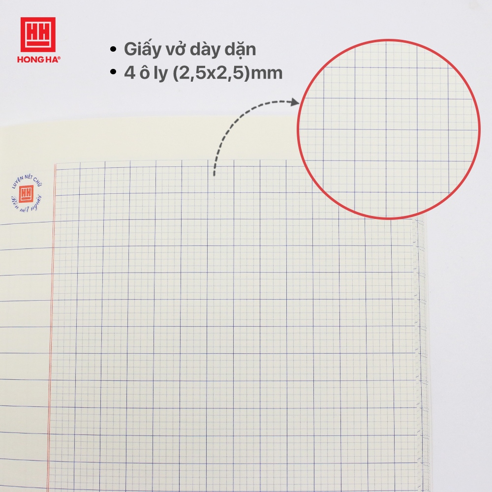 Lốc 5 Vở 4 ô ly Hồng Hà 80 trang School ẾCH CỐM 0600 - Định lượng 100gsm, Giấy trắng tự nhiên chống lóa