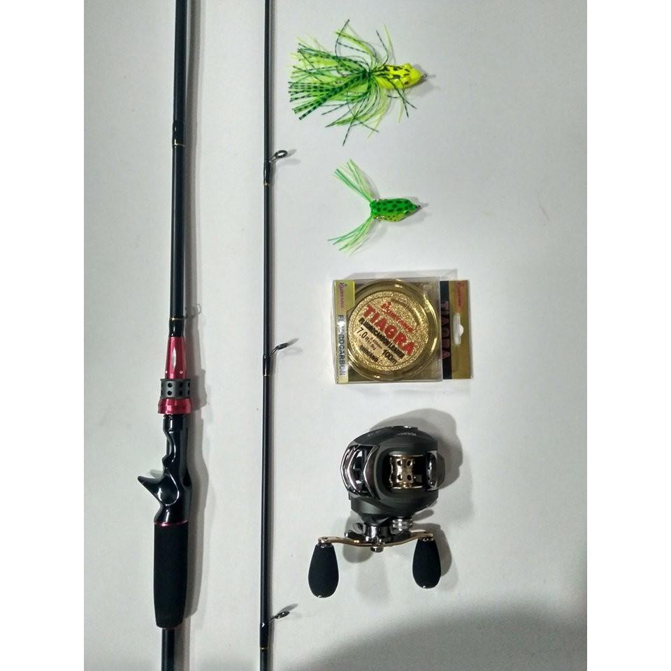 Bộ cần câu Lure cao cấp máy ngang tặng kèm phụ kiện