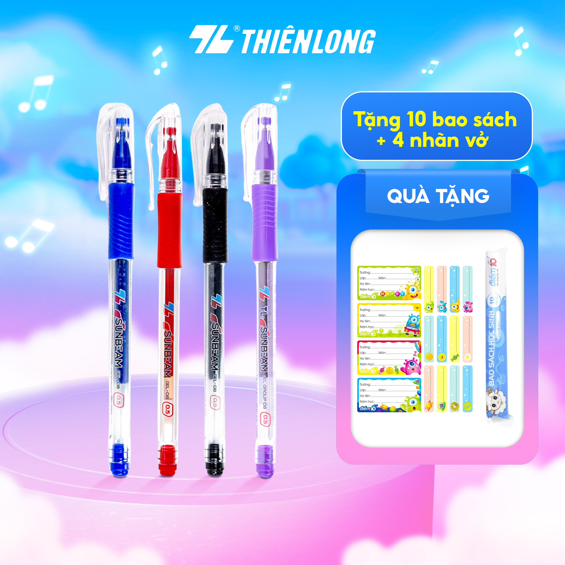 Bộ 10 Bút Gel Thiên Long Gel - 08 - Đen
