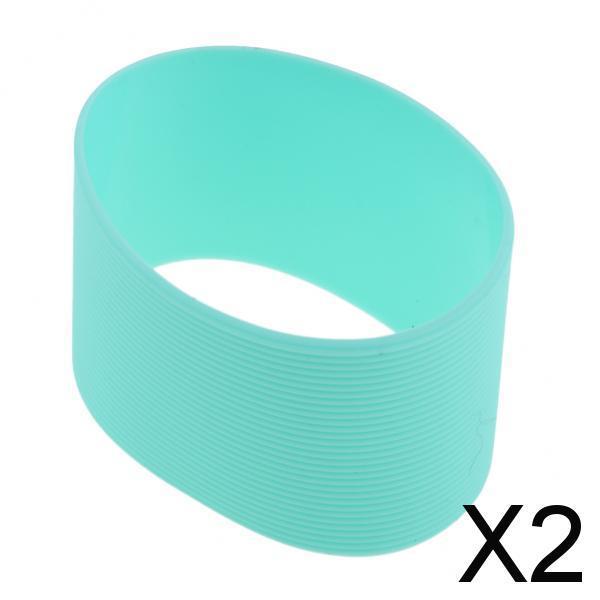 2xOutdoor Silicone Round Non- Water Bottle Mug Cup Sleeve Cover Green