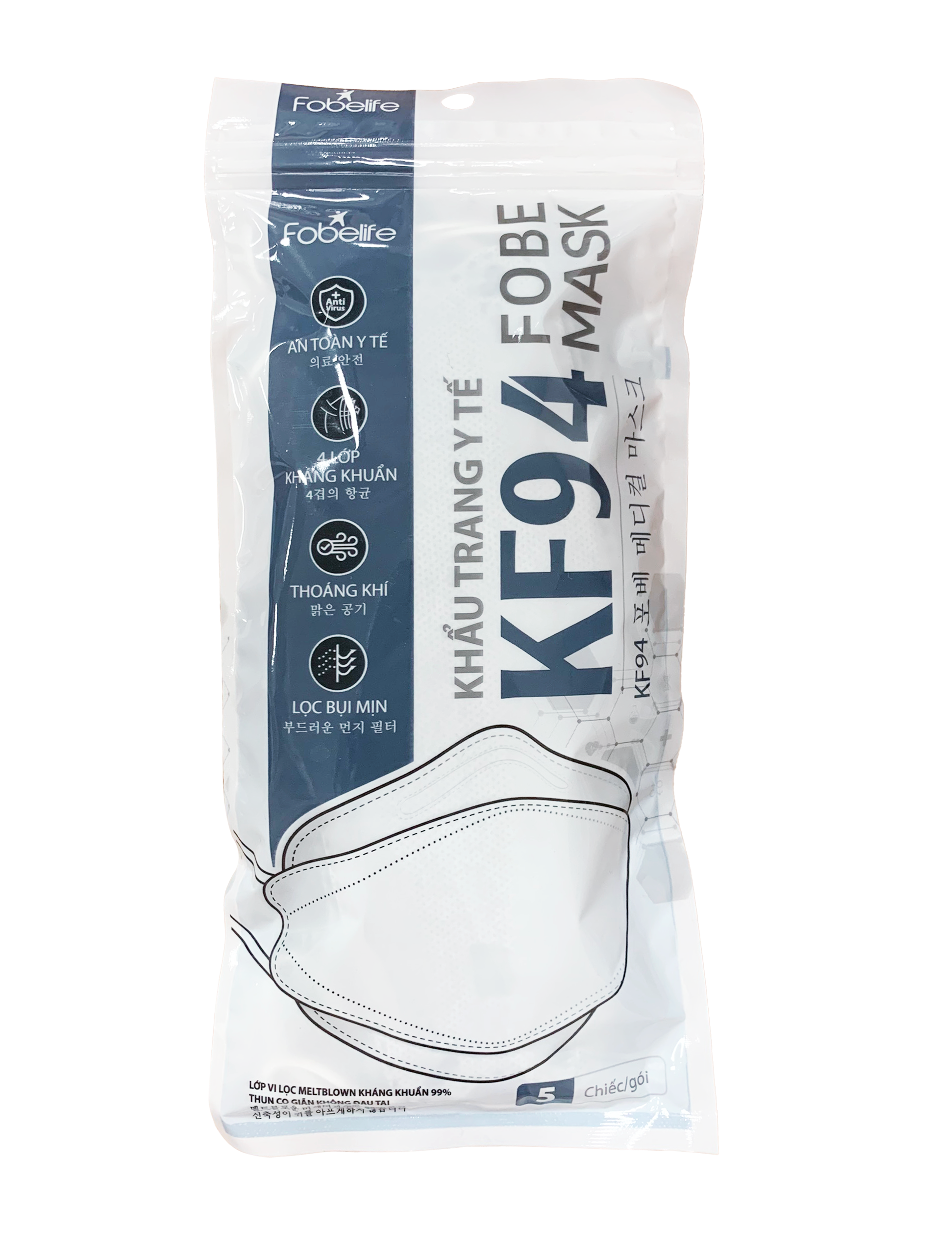 Khẩu Trang KF94 Khẩu Trang Y Tế 4 Lớp Fobe Ngăn Ngừa Vi Khuẩn Bảo Vệ Sức Khỏe