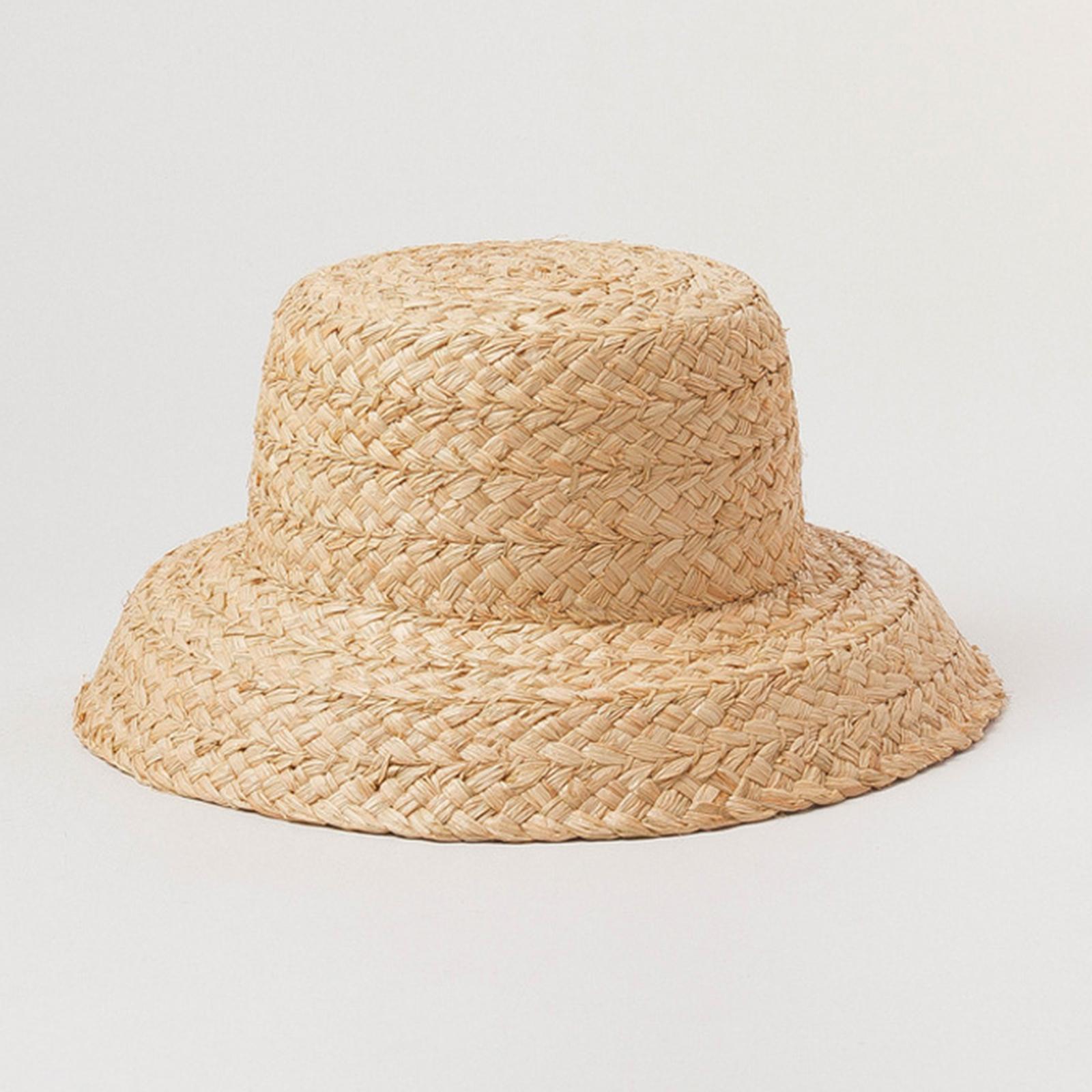 Straw Hat Summer Travel Sun Hat w/ Adjustable Tie White Tie