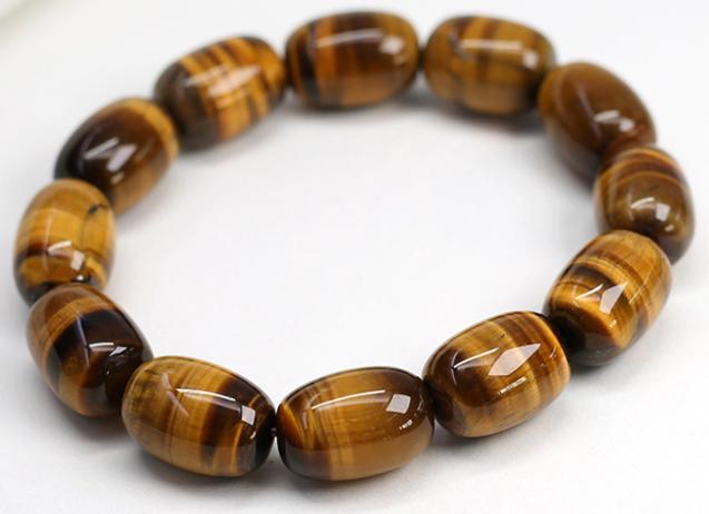 Vòng tay nam nữ đá mắt hổ vàng hạt dài tự nhiên cao cấp VT48