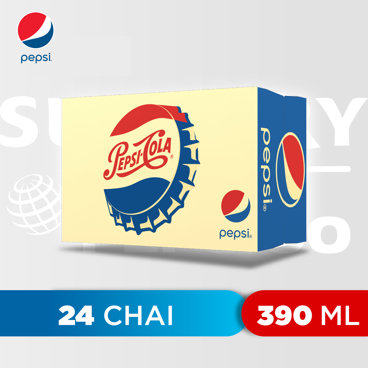 Thùng 24 Chai Nước Ngọt Có Gas Pepsi (390ml / Chai)