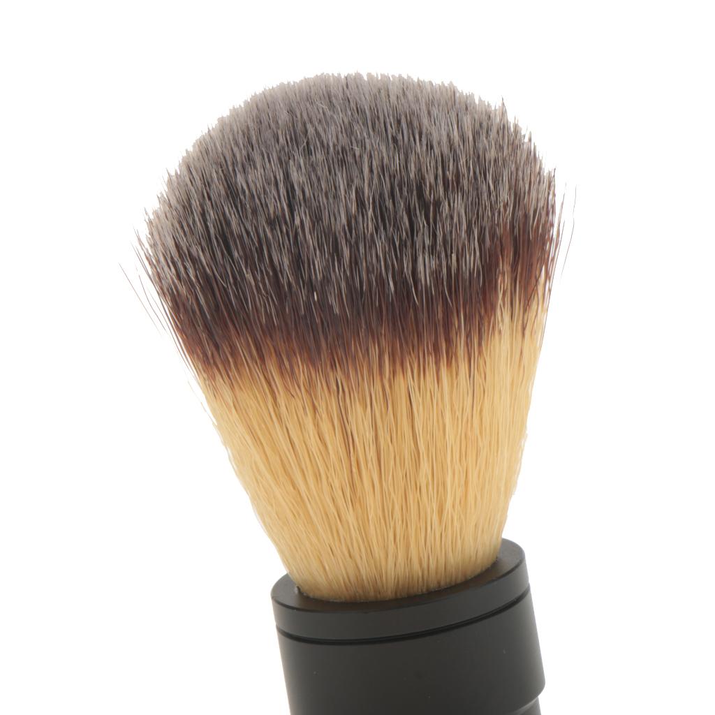 Men's Facial Shaving Nylon Hair Brush Alloy Handle Shave Tool Beard Clean