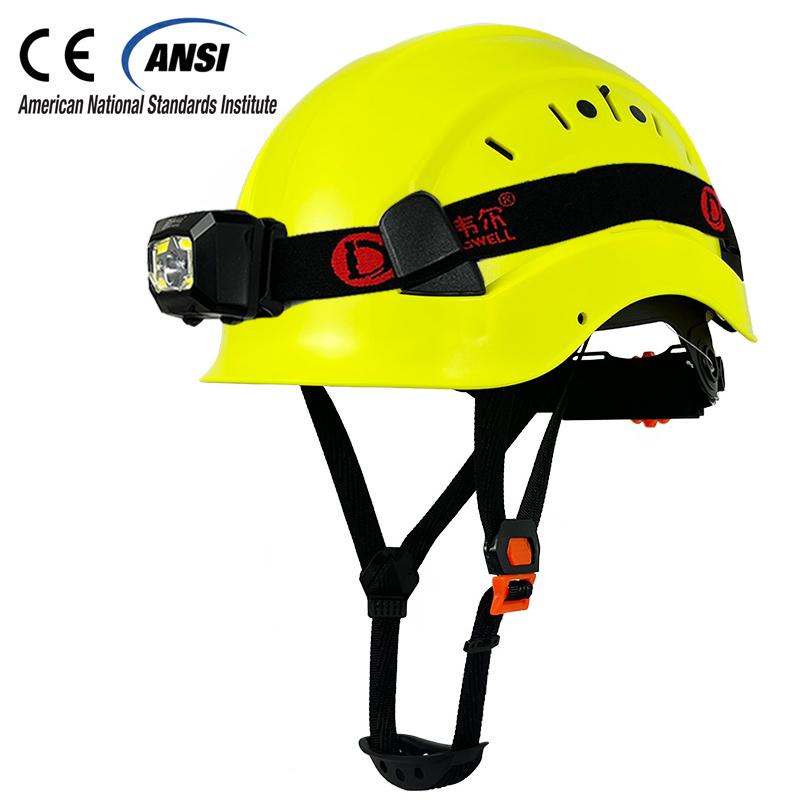 Construction Safety Helmet With Led Head Light CE EN397 ABS Hard Hat Light Weight ANSI Industrial Work At Night Head Protection