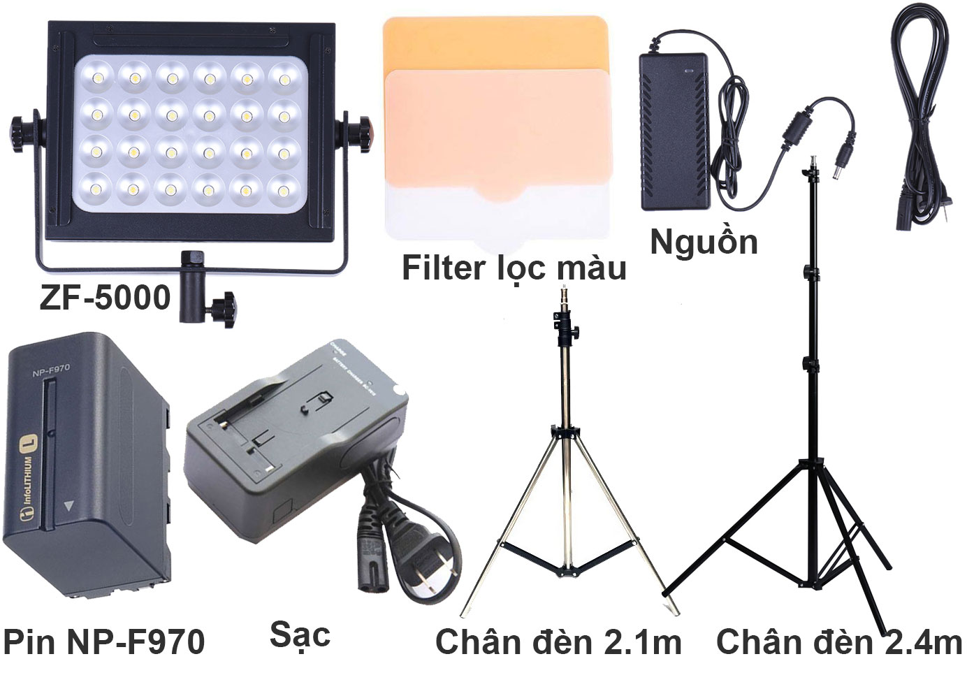 Đèn Led Video ZIFON ZF-5000 + Nguồn Adaptor/ Pin sạc, Hàng nhập khẩu