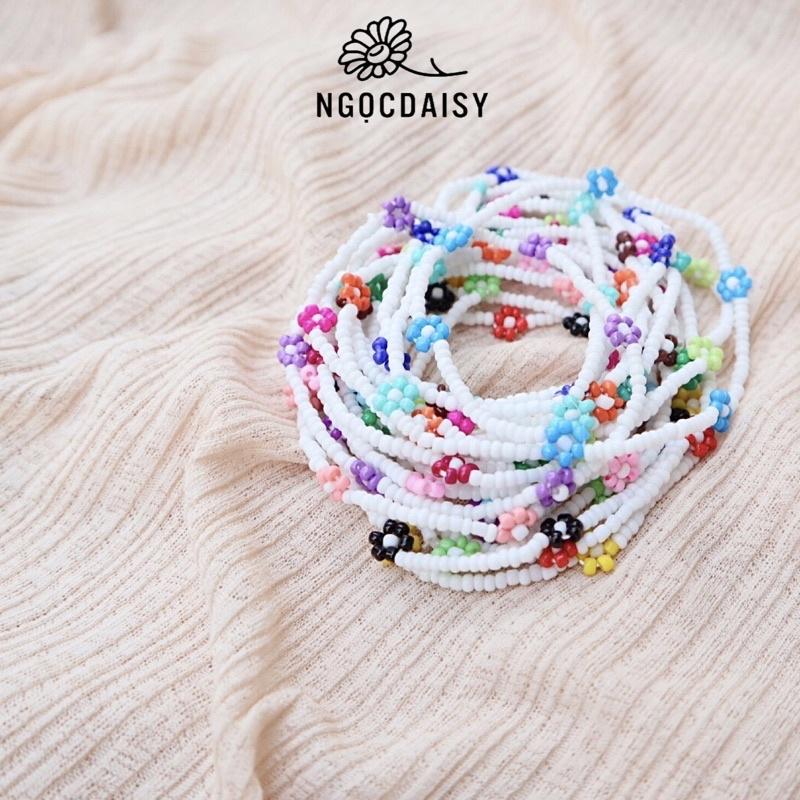 N33 Vòng tay handmade hạt cườm hoa Daisy nhiều màu xinh xắn