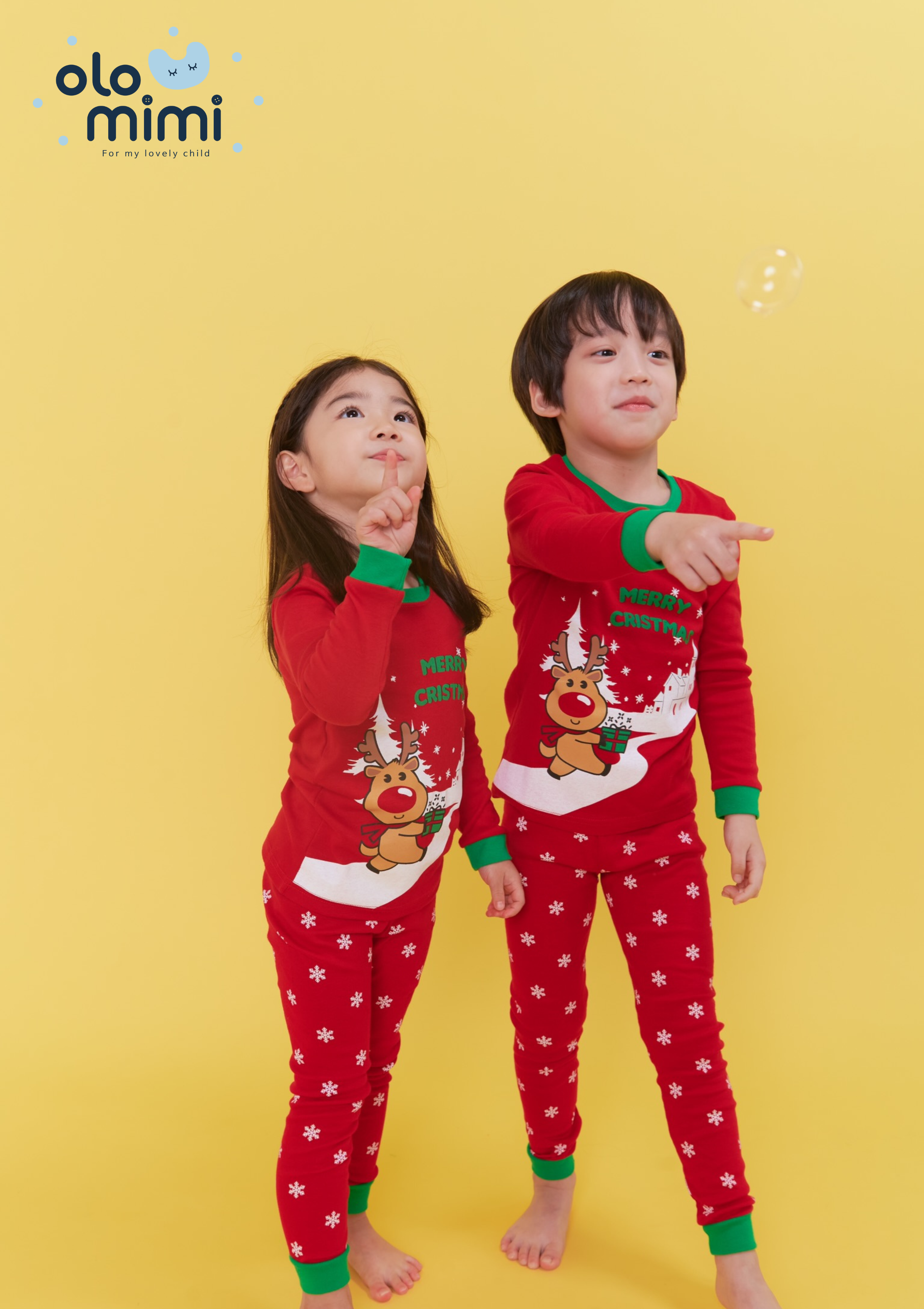 Bộ pijama dài cho bé Olomimi Hàn Quốc - Merry Rudolph