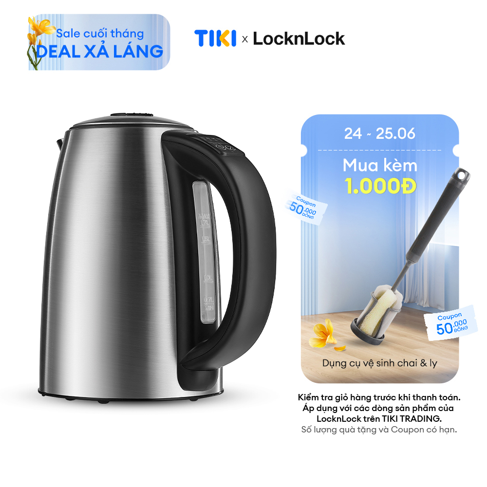 Bình Đun Siêu Tốc LocknLock EJK136SLV (1.7 Lít) - Hàng chính hãng