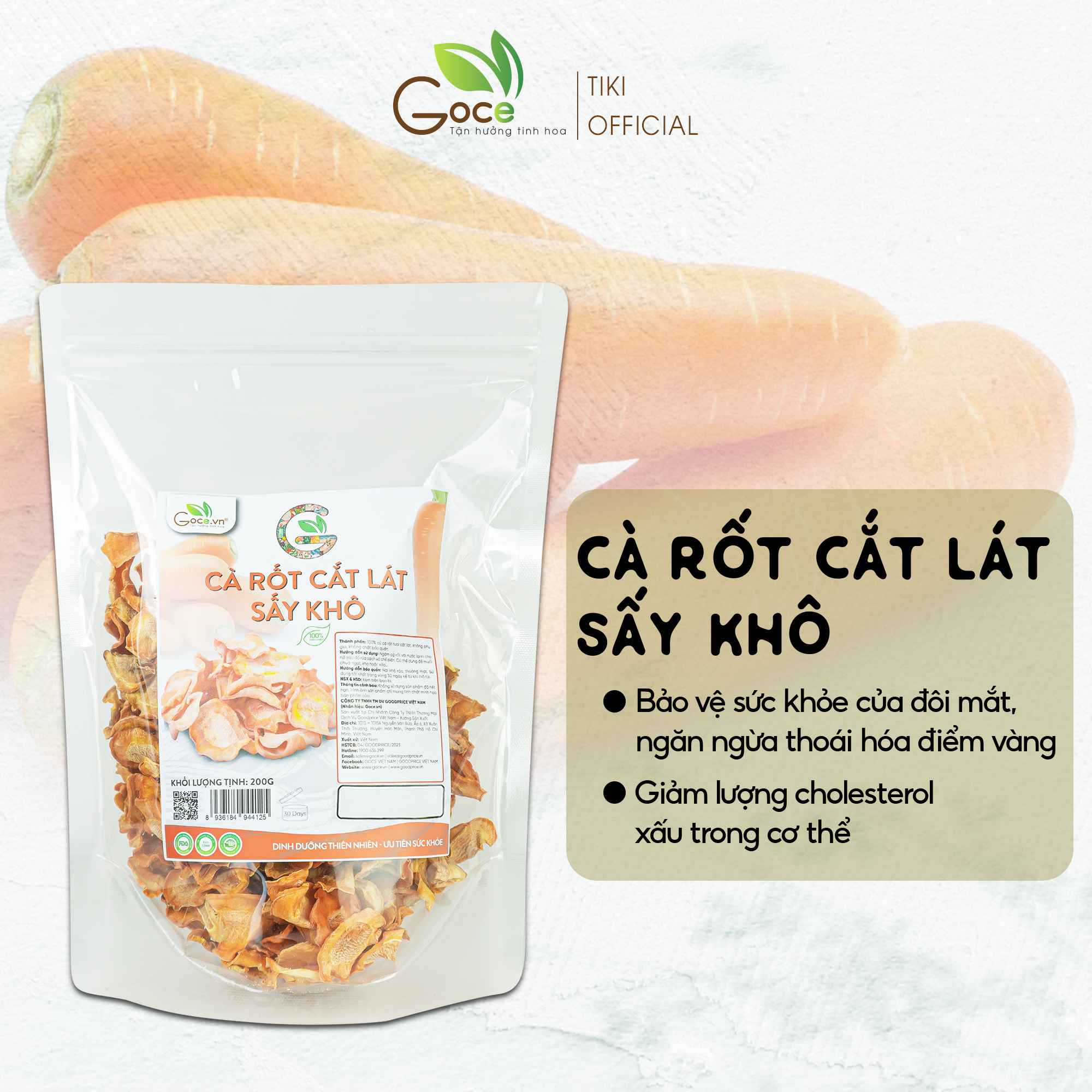 Cà rốt cắt lát sấy khô Goce - 200g