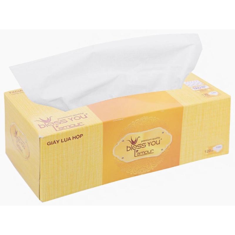 Khăn giấy hộp cao cấp Bless You L'amour 120 tờ x3 lớp Facial tissue