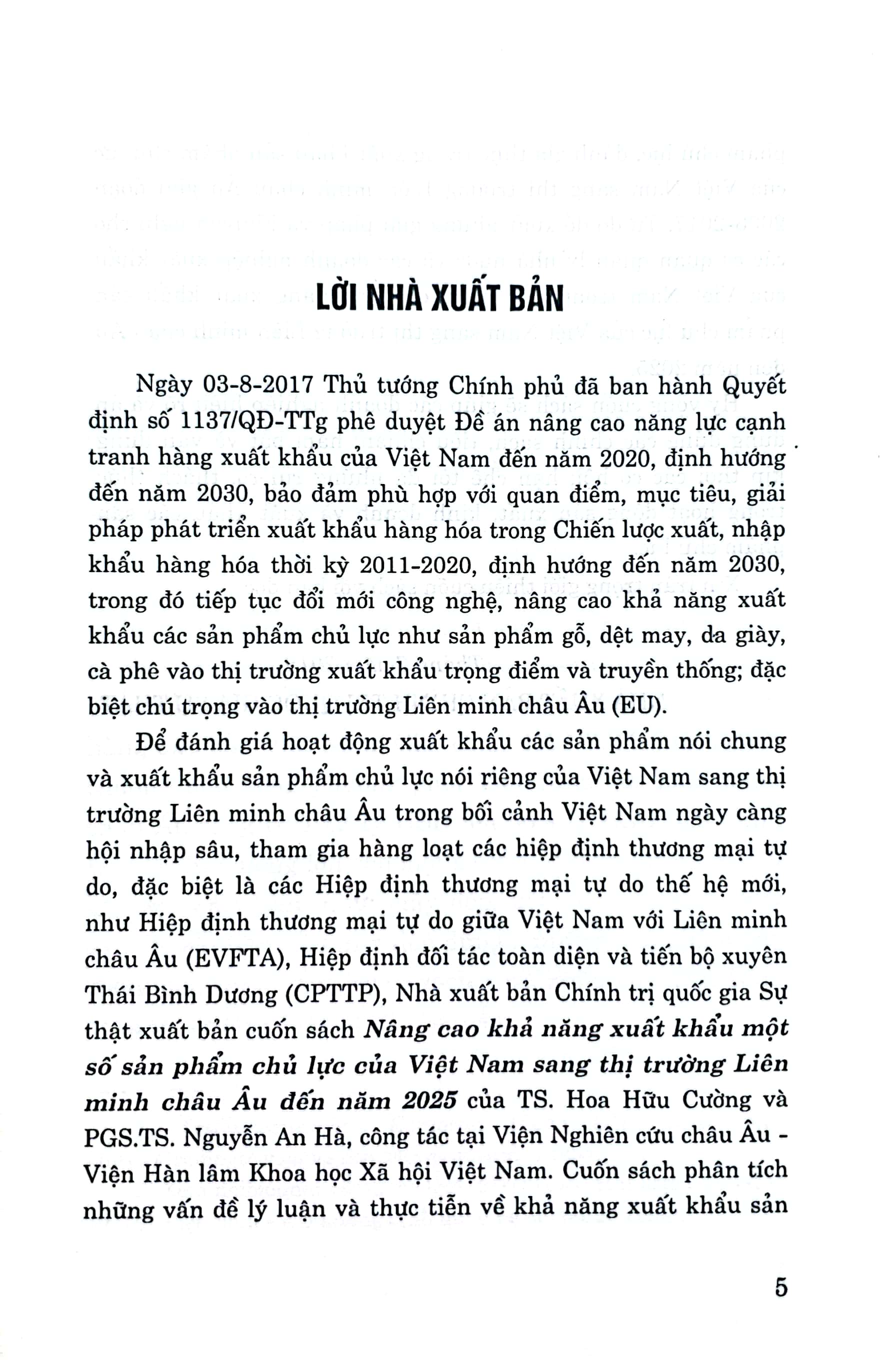 Nâng cao khả năng xuất khẩu một số sản phẩm chủ lực của Việt Nam sang thị trường Liên minh châu Âu đến năm 2025