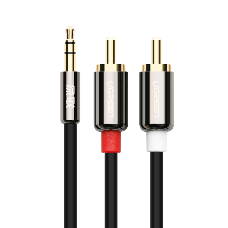 Dây Audio 3,5mm ra 2 đầu RCA dài 2M UGREEN AV116 - 10584 - Hàng chính hãng