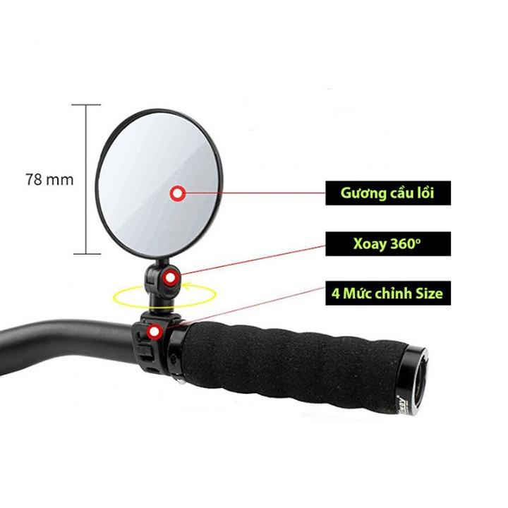 Gương Chiếu Hậu Xe Đạp Loại Mặt Tròn Xoay Gập 360 Độ Linh Hoạt