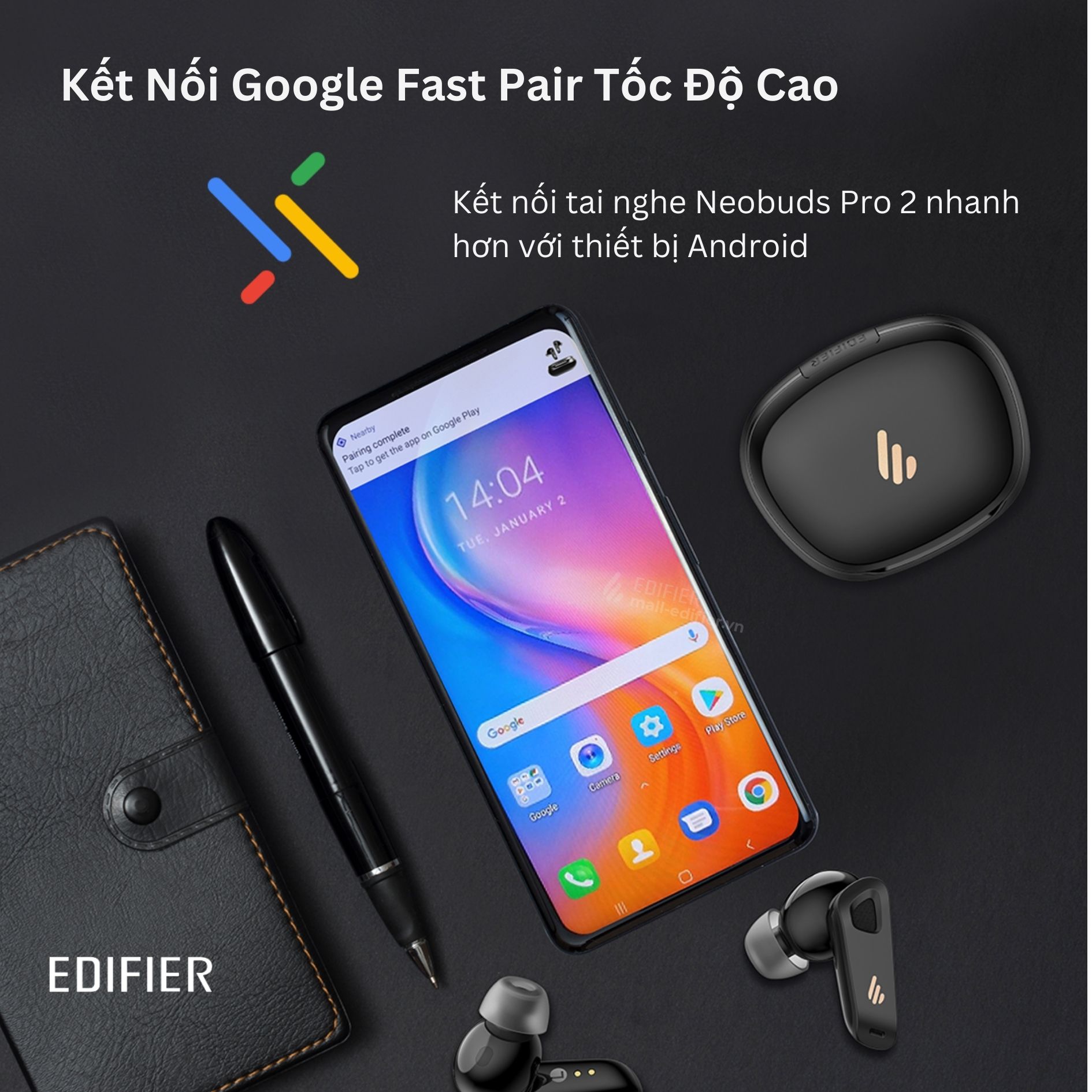 Tai nghe bluetooth Edifier Neobuds Pro 2 Nâng cấp | Chống ồn chủ động tuyệt đối | Nghe nhạc Hires Audio - Hàng chính hãng