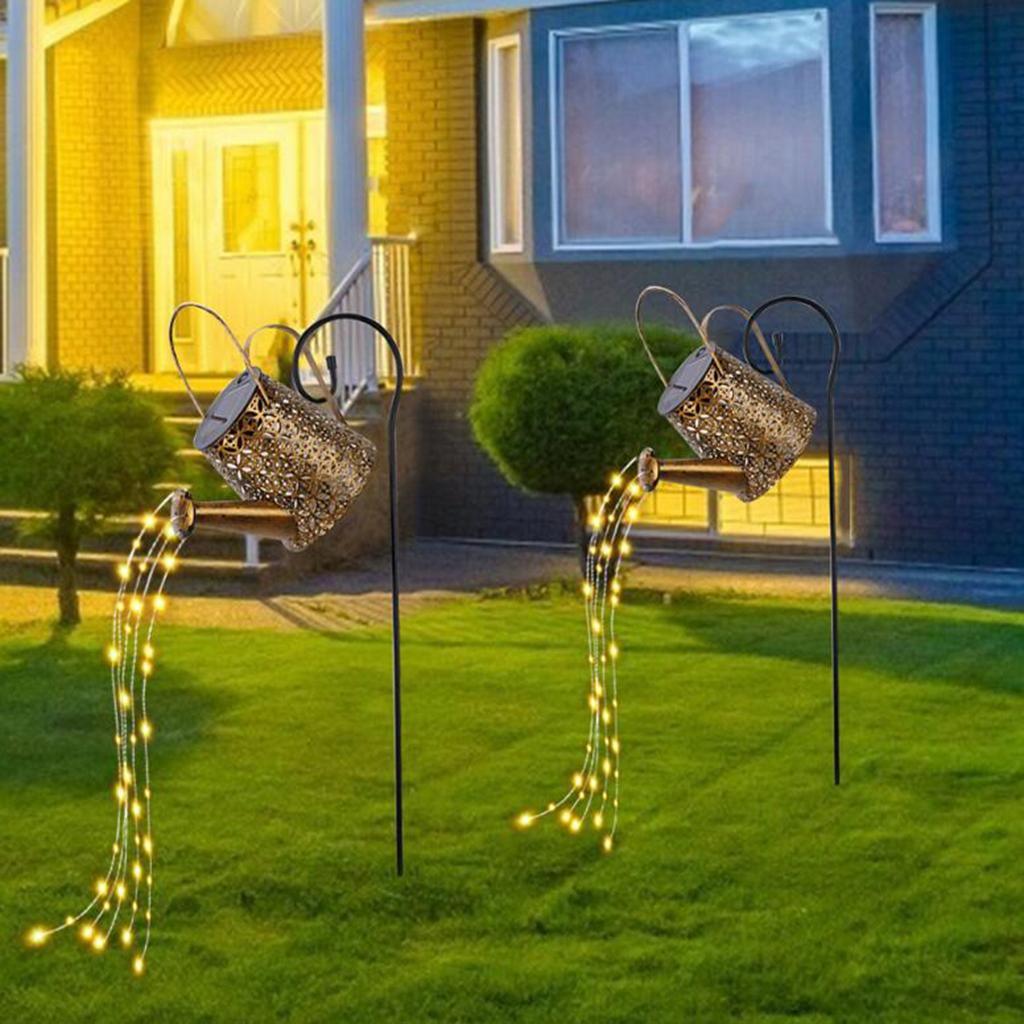 2pcs Watering Can Stake Solar Garden Lamp Yard Decor Outdoor Lamp