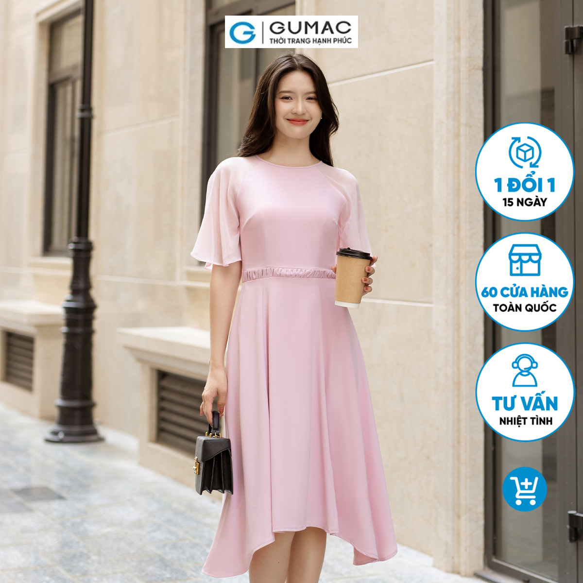 Đầm tay raglan eo kiểu GUMAC DD04069