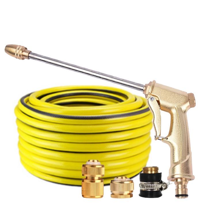 Rửa xe tưới cây Bộ dây và vòi xịt tăng áp lực nước 300% loại 25m cút đồng,nối đồng 206701-3