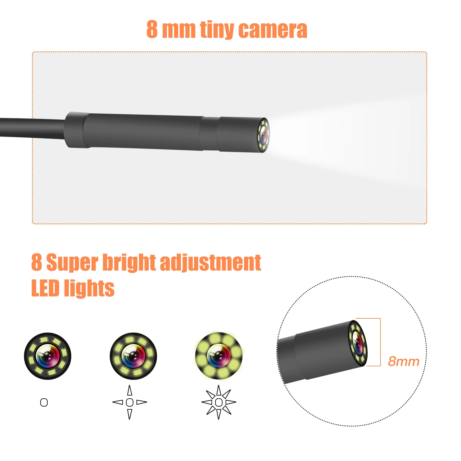 Camera Nội Soi Công Nghiệp Chống Nước P40 Chống Nước IP67 Với Màn Hình 4.3 Inch 1080P Camera 8 LED Đường Kính 8mm. P40 8mm Industrial Endoscope Camera 4.3'' LCD Screen HD 1080P Inspection Handhold Borescope 8 LEDs IP67 For Car Sewer - Hàng Chính Hãng