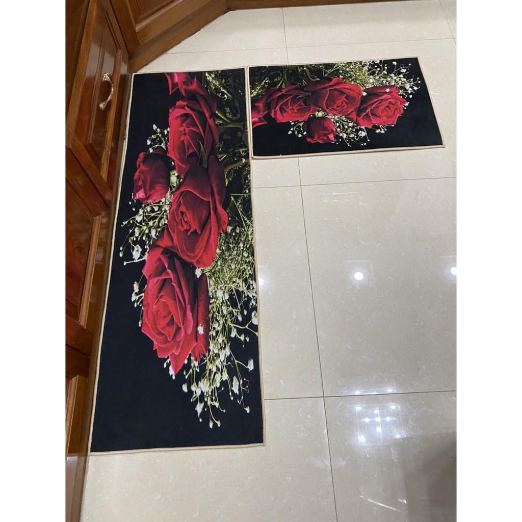 Thảm Bếp Bộ Đôi - Thảm Lót Chân Chống Trượt : 40x60cm và 40x1m2