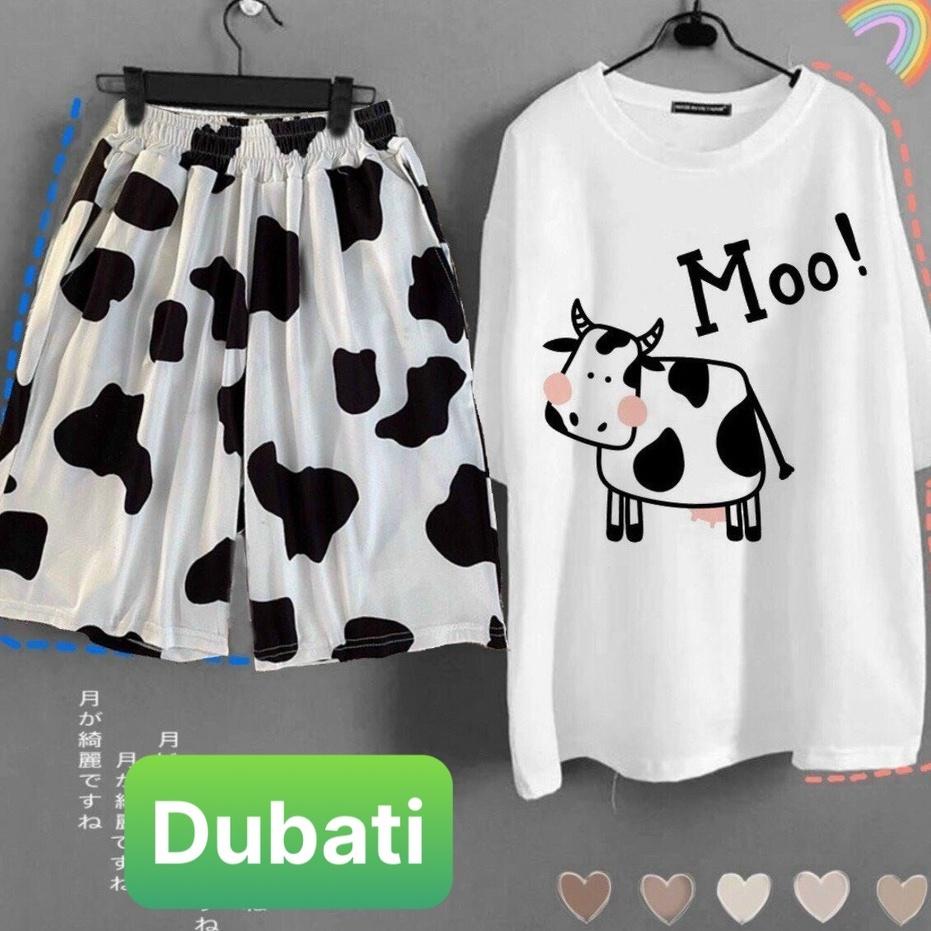 SÉT BỘ QUẦN LỬNG ĐỒ BỘ NAM NỮ UNISEX BÒ SỮA MOO HOẠT HÌNH CAO CẤP - FASHION