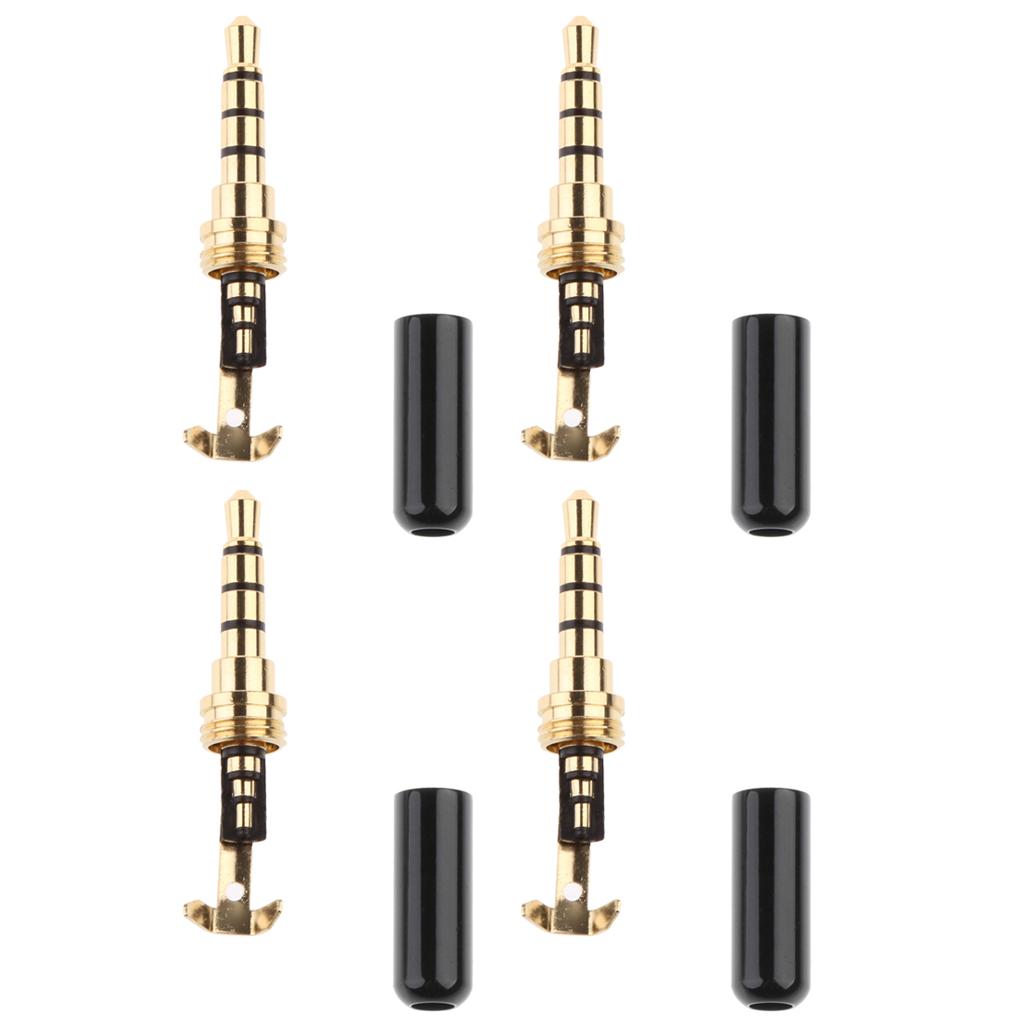 4 Pieces Universal DIY 3.5mm Audio Plug Male Head for earphone Headset Black