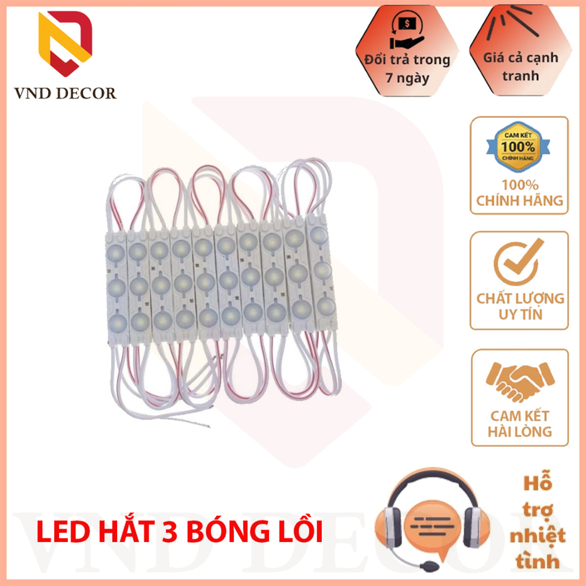 LED HẮT 3 BÓNG LỒI 6111 ÁNH SÁNG TRẮNG 6000K, SIÊU SÁNG ( Vỉ 20 LED ) 12V - LED MODULE 3 BÓNG CẦU LỒI 6111 SIÊU SÁNG 12V